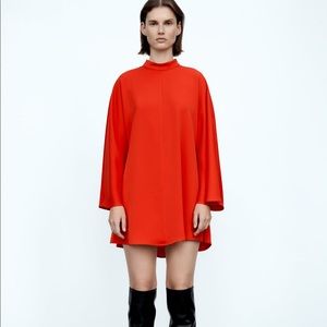 Zara - High Collar Short Dress (Red)